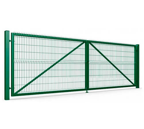 Ворота распашные 1500*4500 (засовы, шарниры, навесы) RAL 6005 Зеленый мох d5